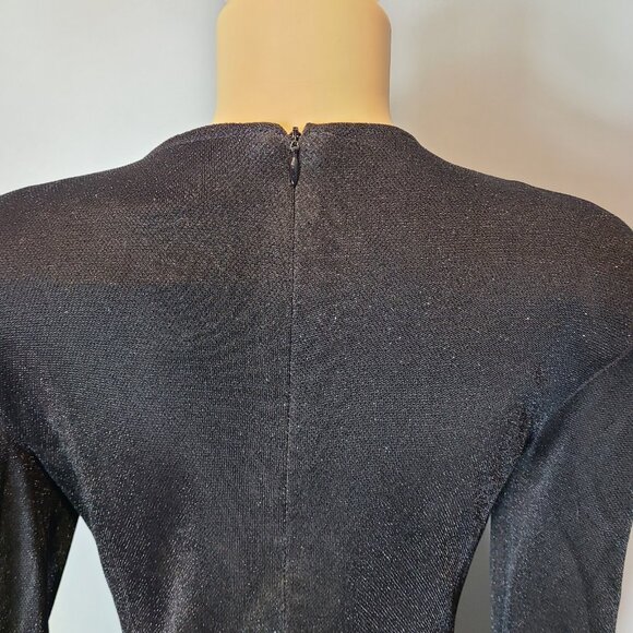 Vtg JS Collections Full Length Black Shimmer Evening Dress Sz 10 1920s New Year - Picture 11 of 11